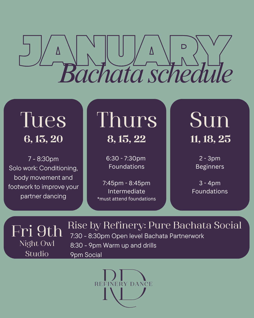 3 classes / week: February (3 weeks)